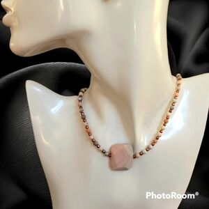 HANDMADE Botswana Agate Beaded Collar Necklace